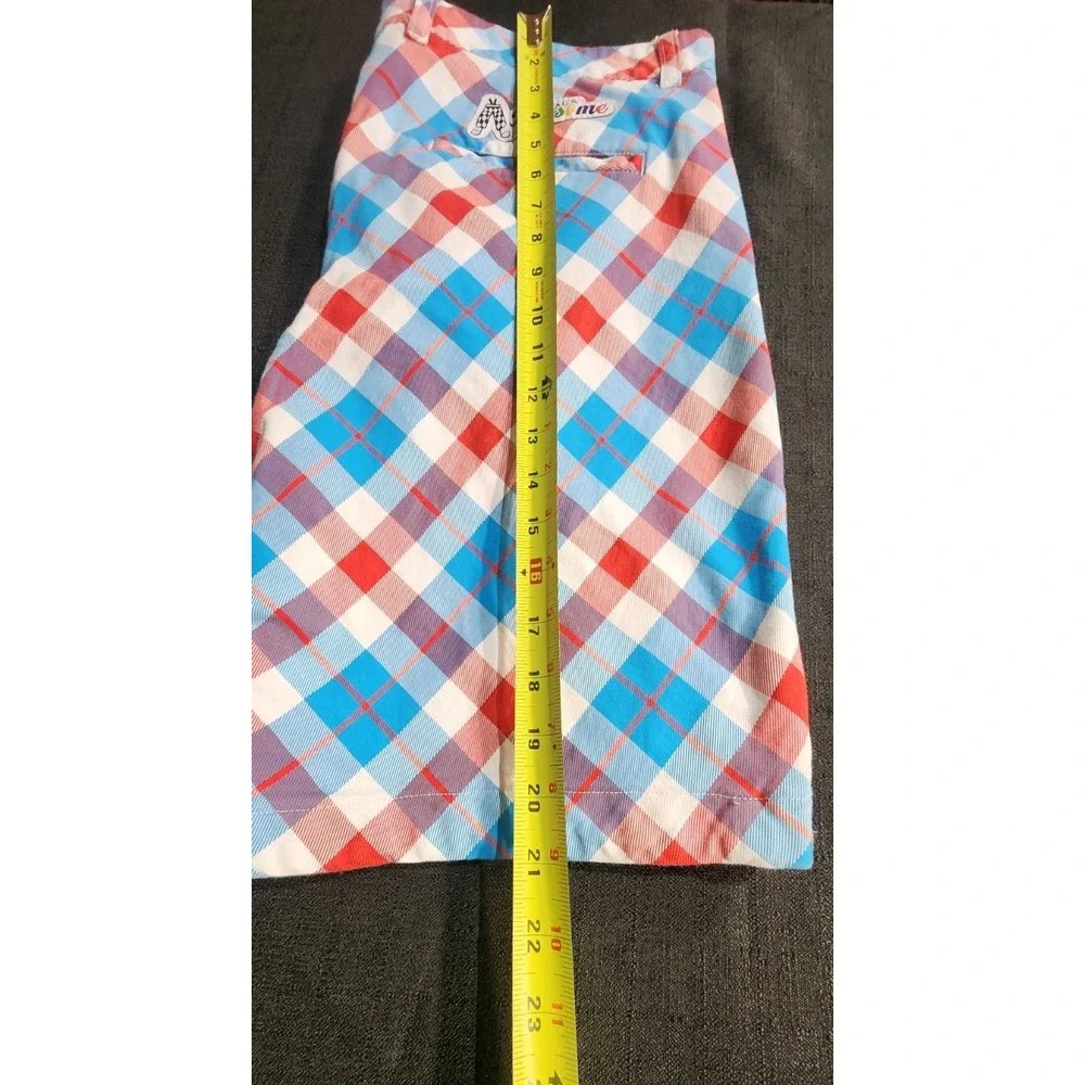 Royal & Awesome Golf Shorts Mens 36 Red Blue Plaid Cotton‎ Stretch Classic Fit